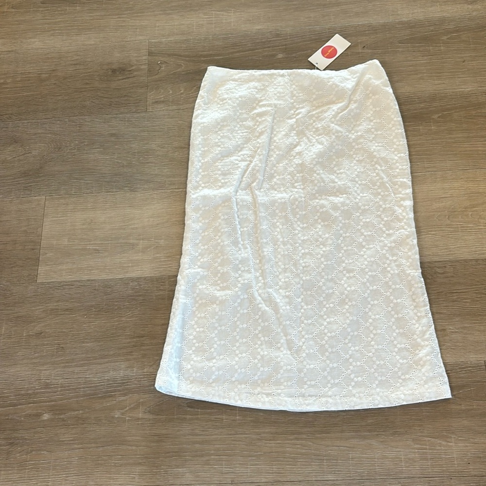 Et Clet white pencil skirt with side slit- size M